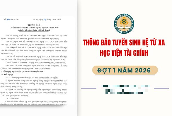 Học Viện Tài chính AOF thông báo tuyển sinh Đại học Từ xa Đợt 1 năm 2026 Mới Nhất